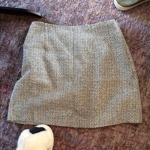 Tan and White A-Line Mini Skirt for Work